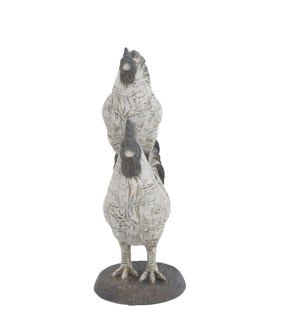 White Farmhouse Rooster Sculpture