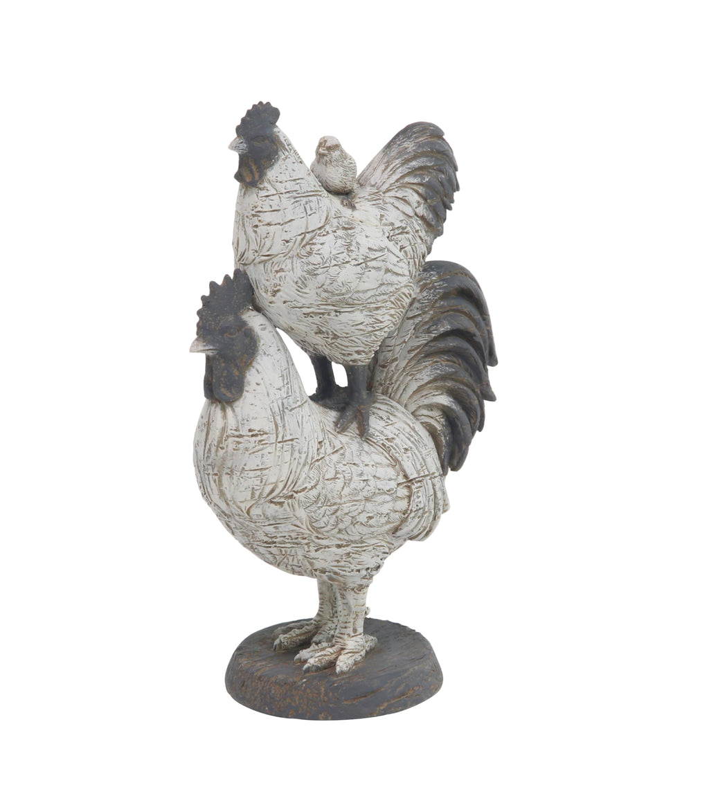 White Farmhouse Rooster Sculpture