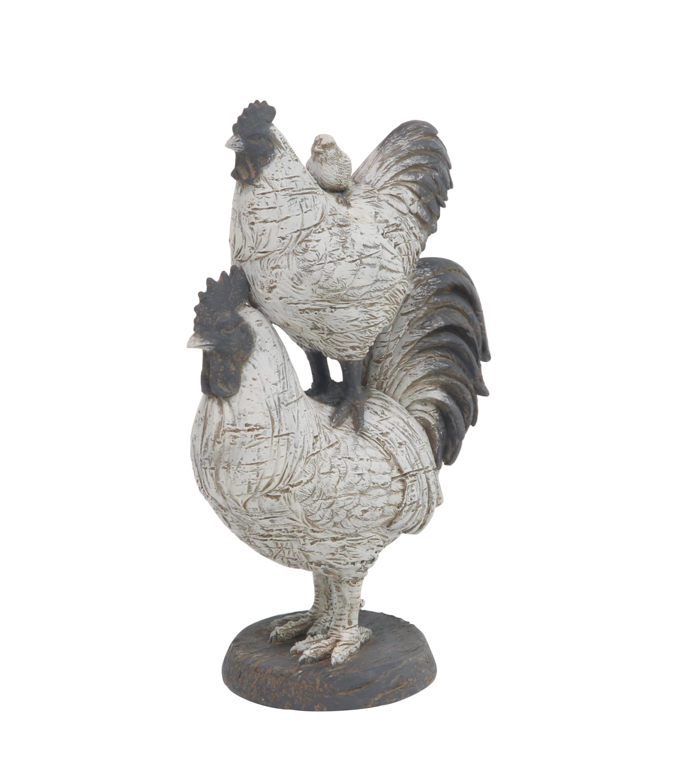 White Farmhouse Rooster Sculpture