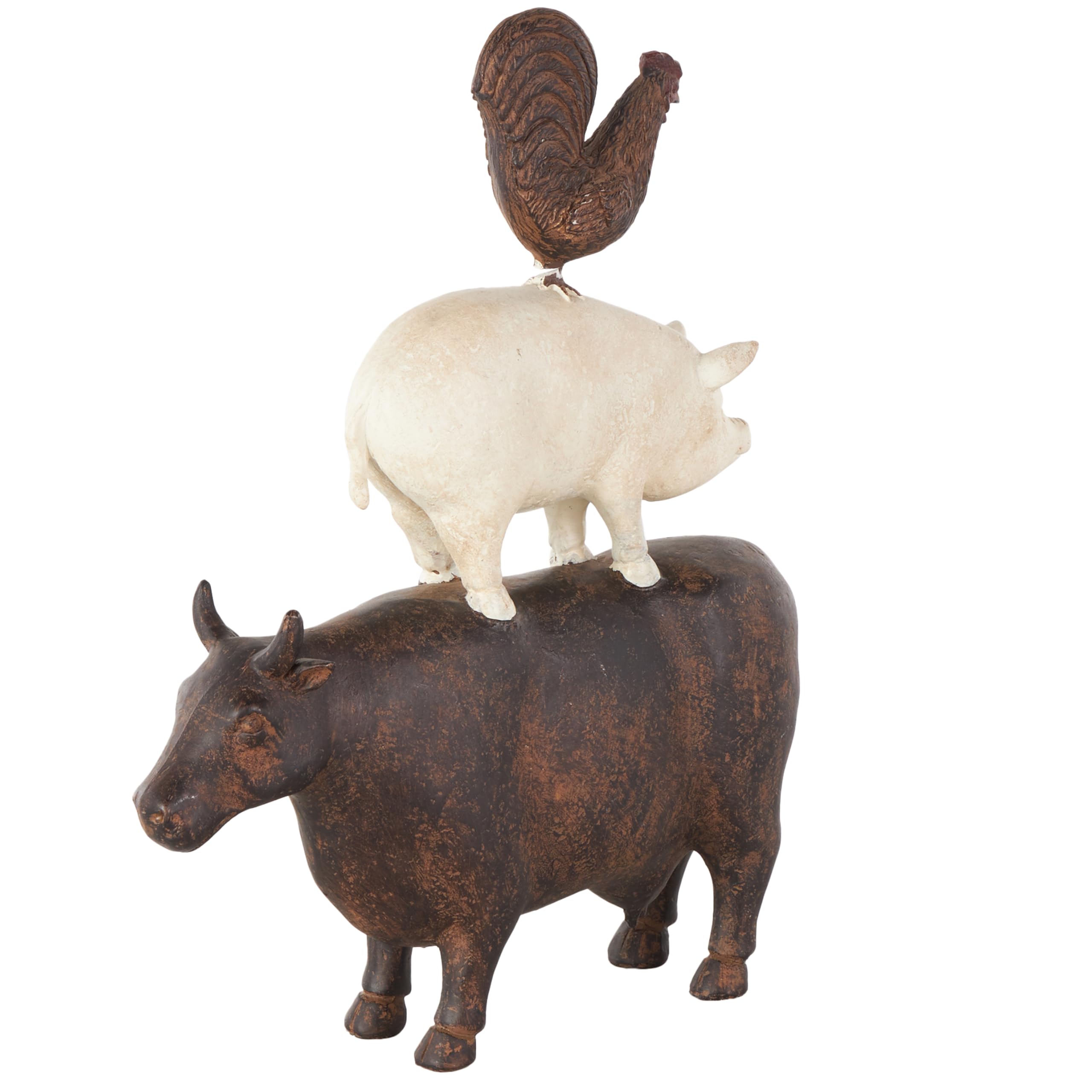 White Farmhouse Rooster Sculpture