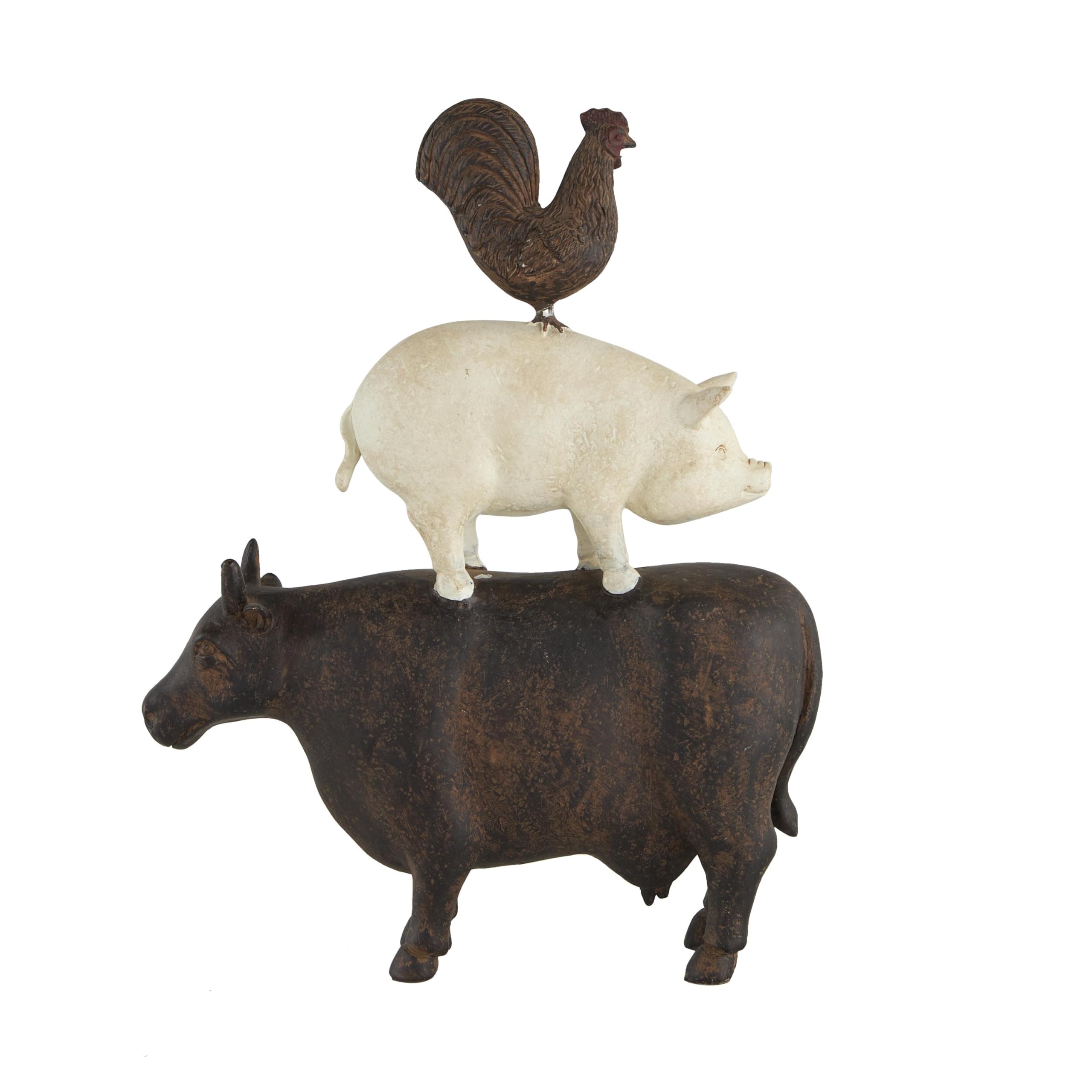 White Farmhouse Rooster Sculpture
