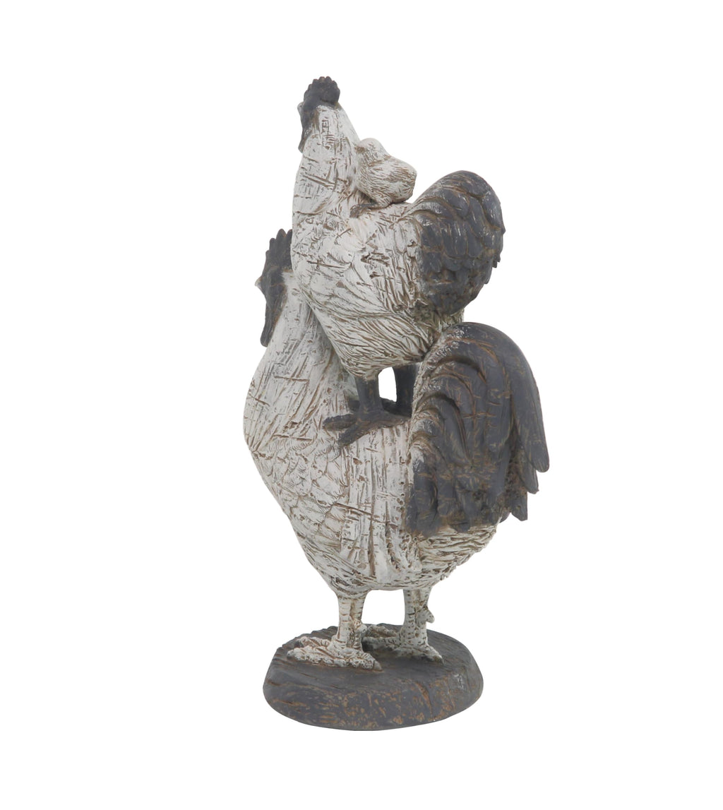 White Farmhouse Rooster Sculpture