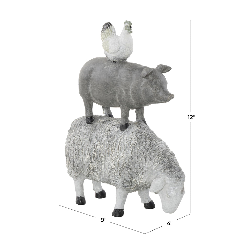White Farmhouse Rooster Sculpture