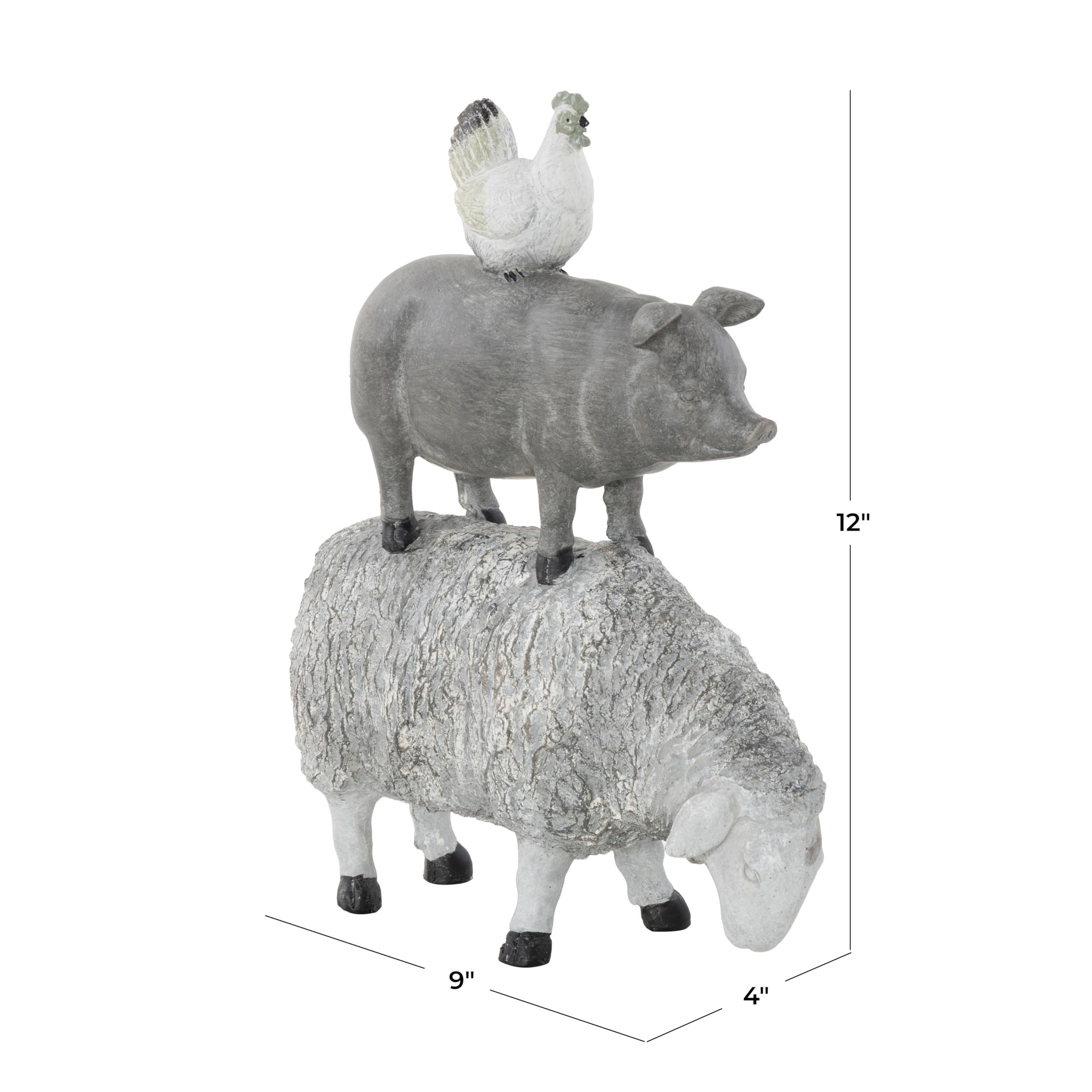 White Farmhouse Rooster Sculpture