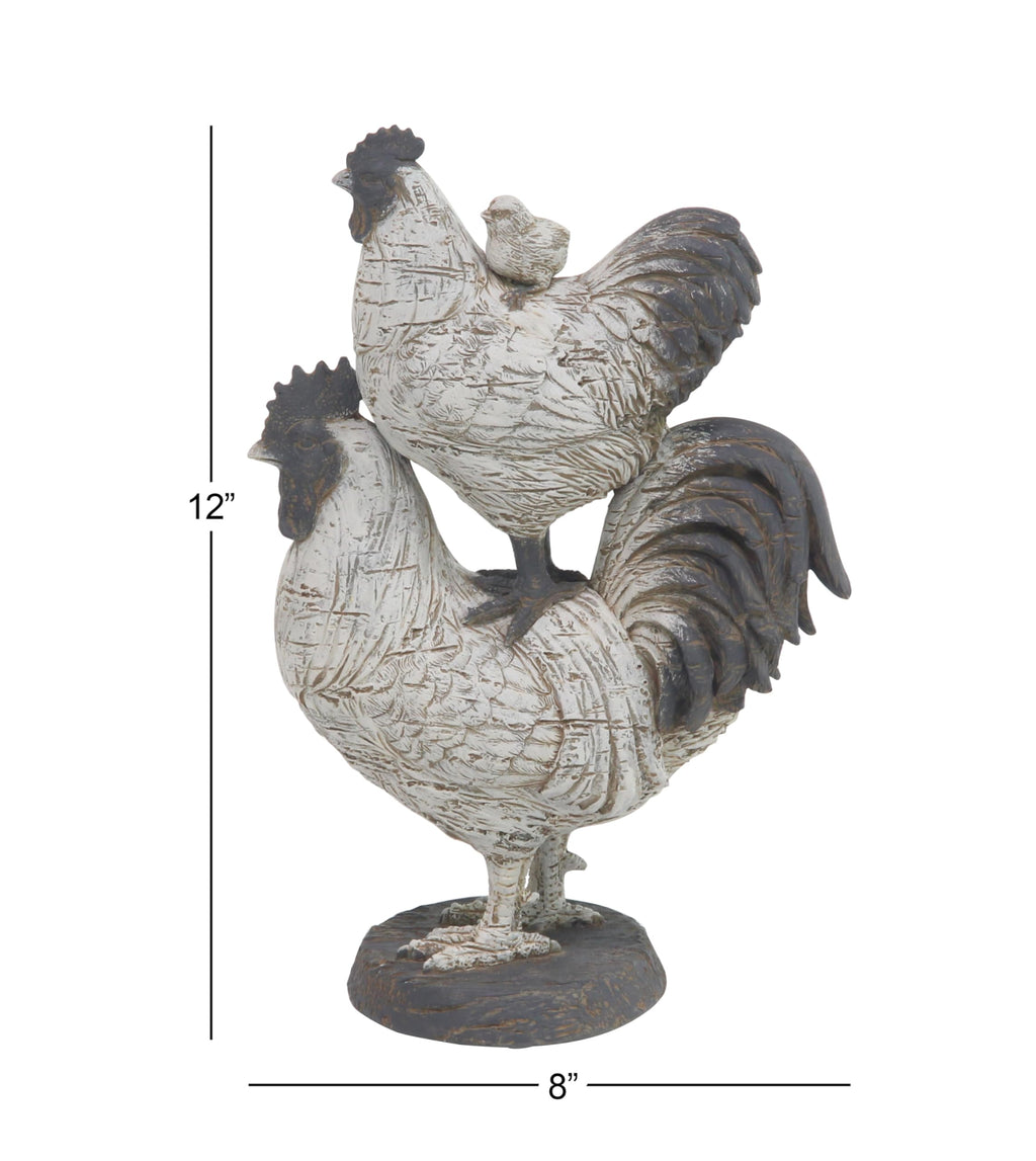 White Farmhouse Rooster Sculpture