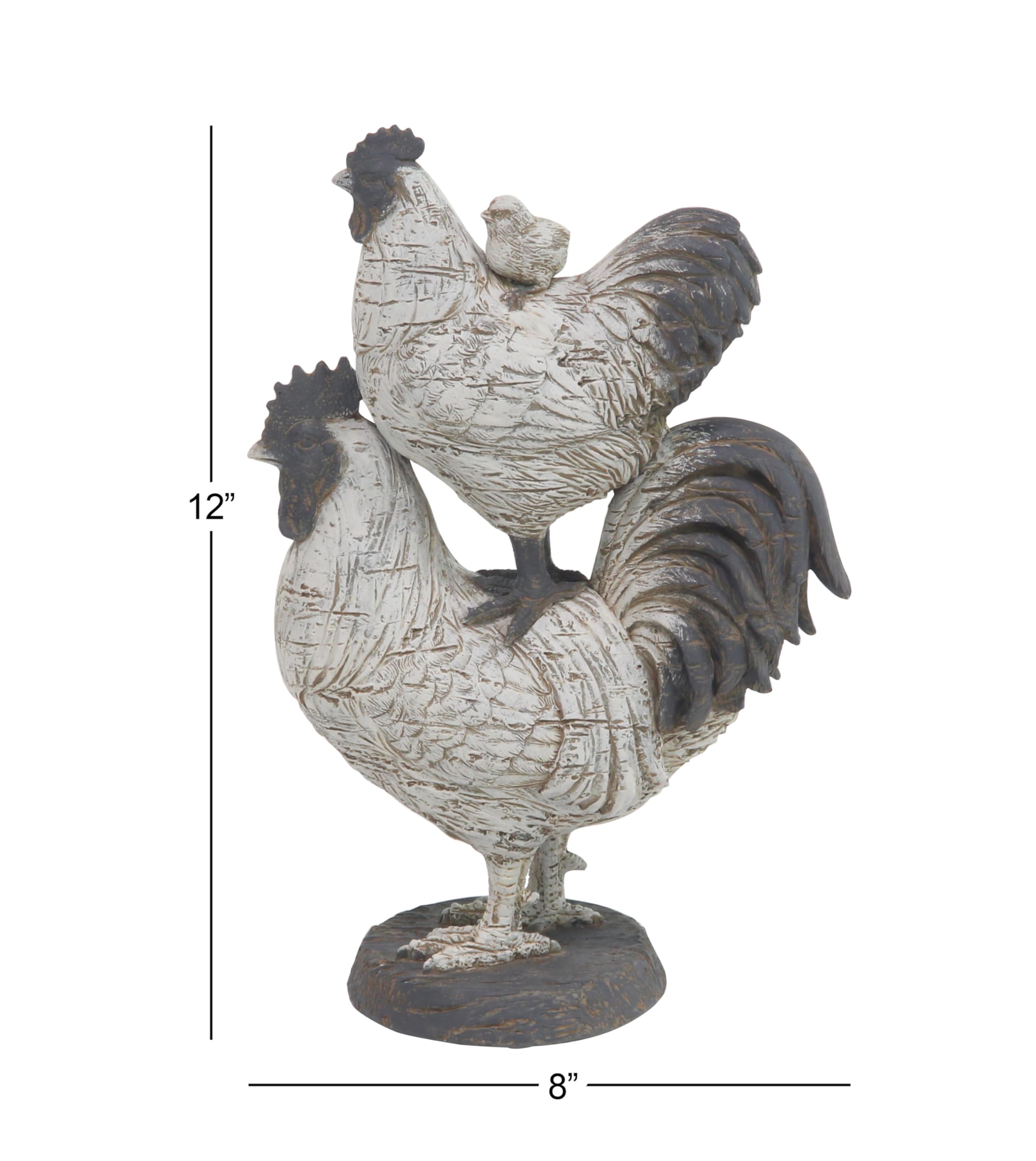 White Farmhouse Rooster Sculpture