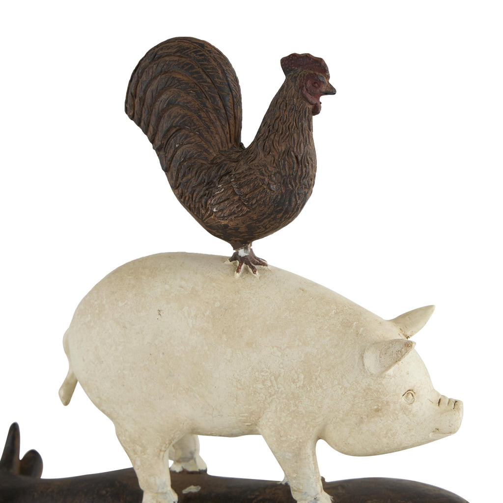 White Farmhouse Rooster Sculpture