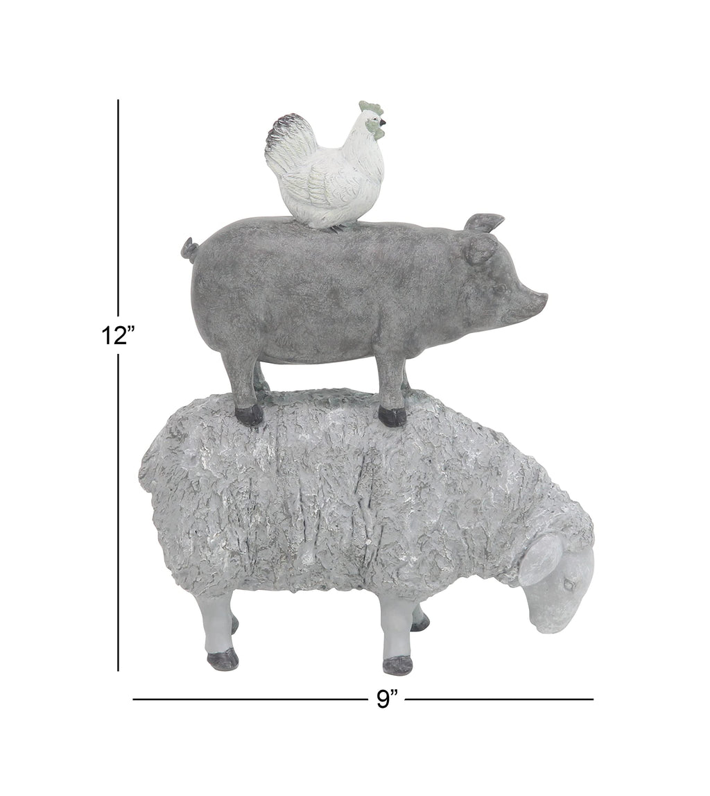 White Farmhouse Rooster Sculpture