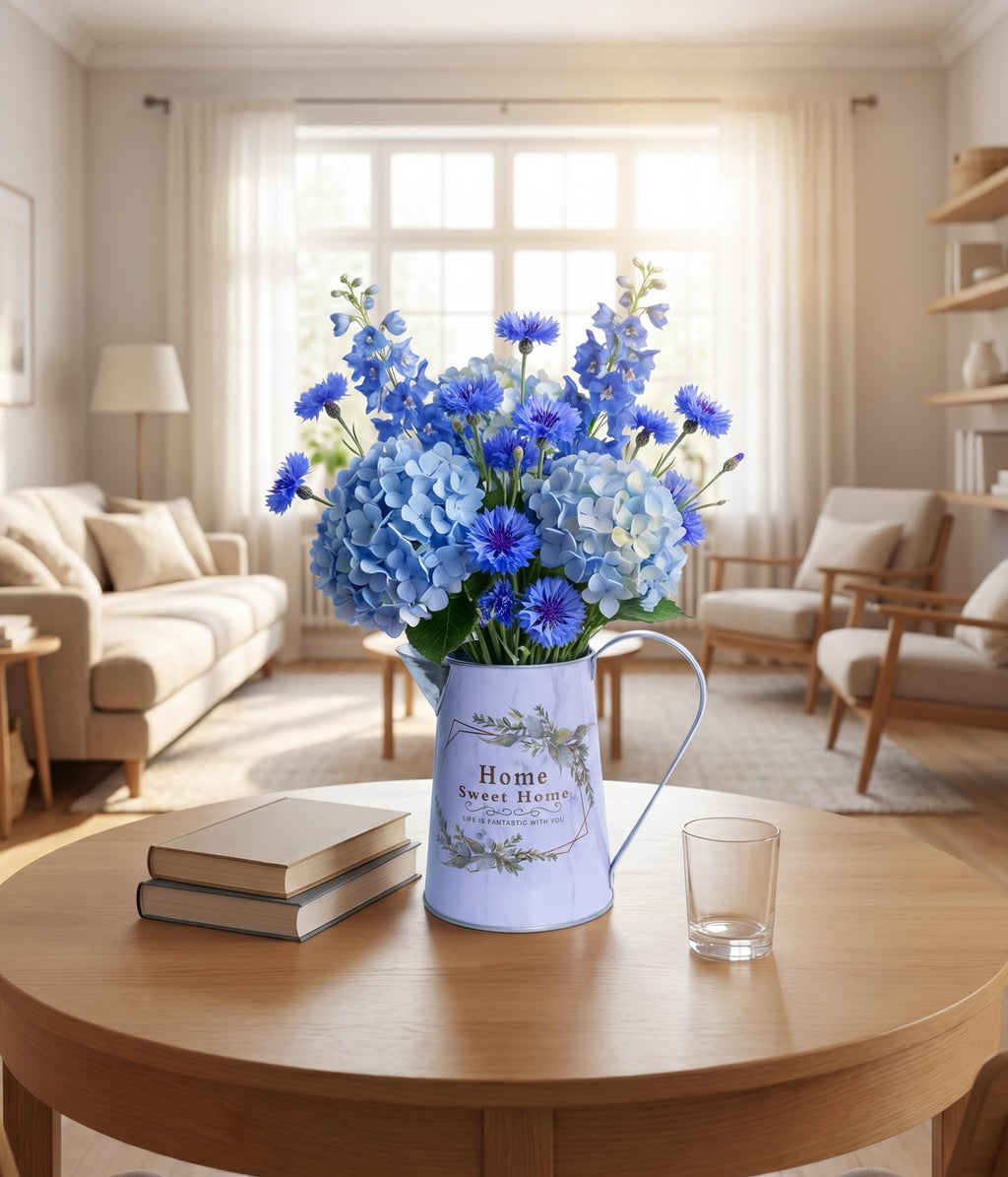 French Country Light Blue Rustic Jug Vase