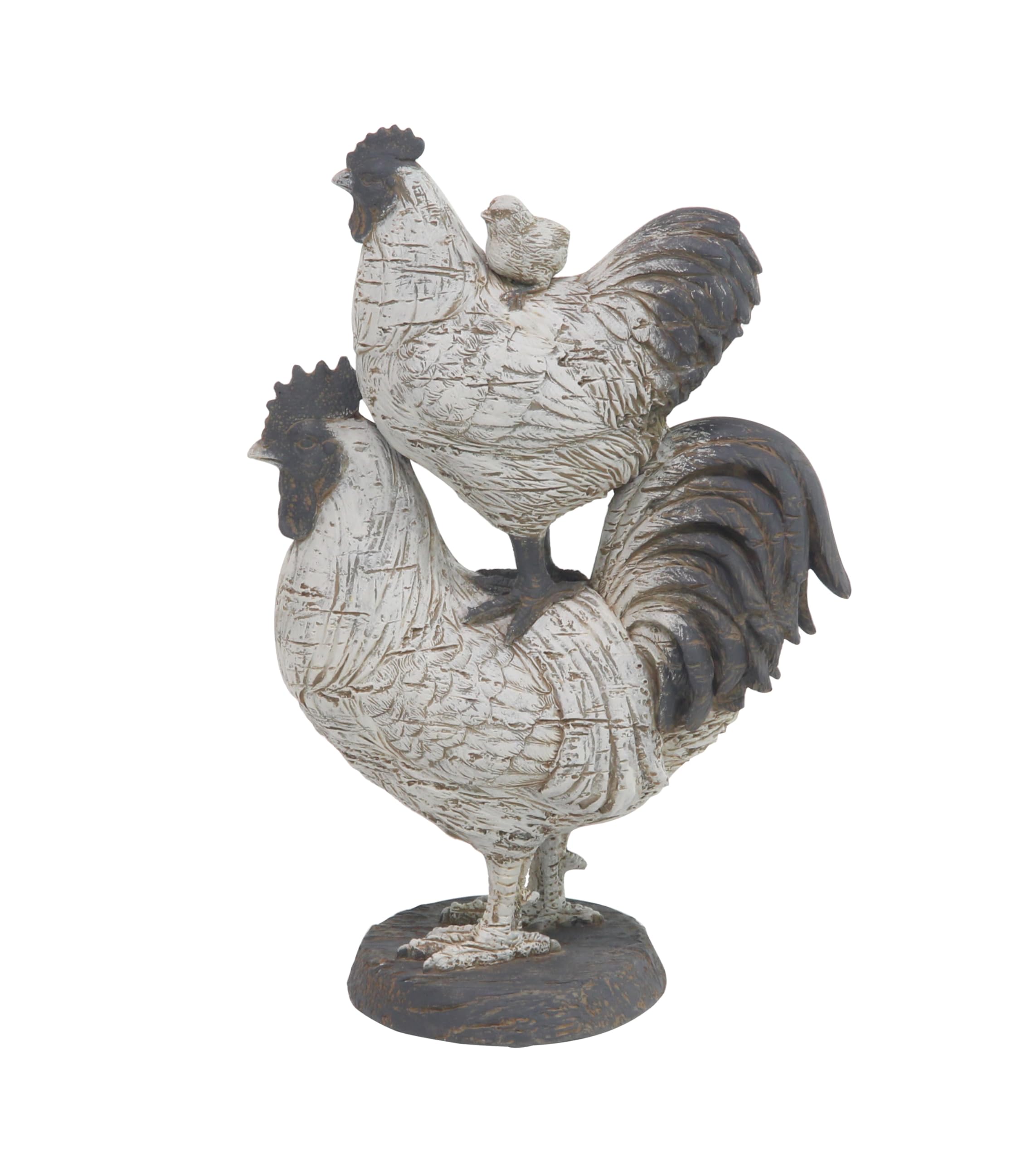 White Farmhouse Rooster Sculpture