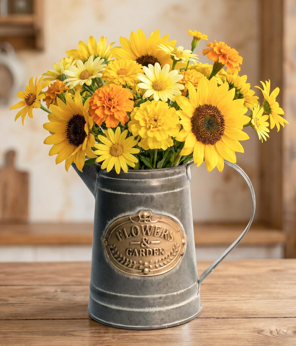 French Country Light Blue Rustic Jug Vase