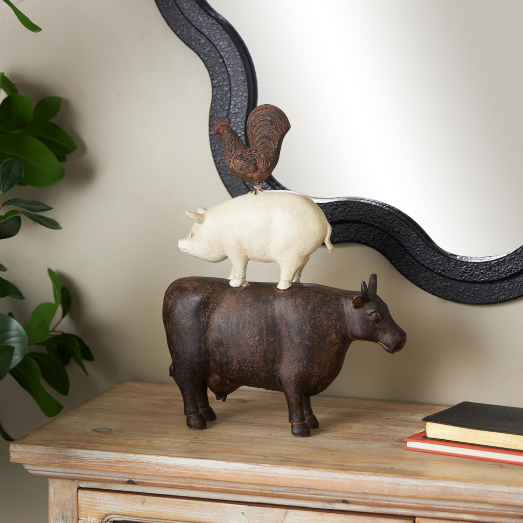 White Farmhouse Rooster Sculpture