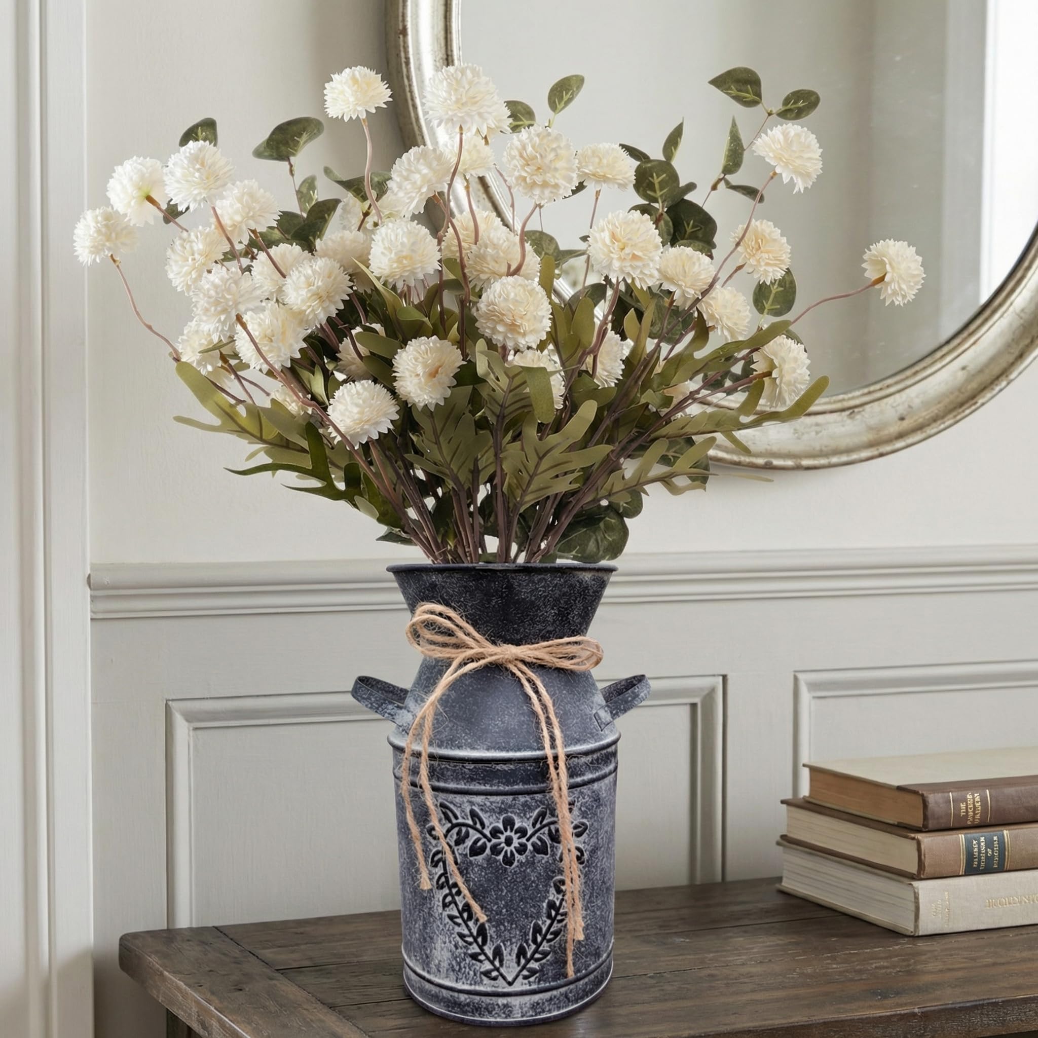 Blue & White Farmhouse Floral Centerpiece