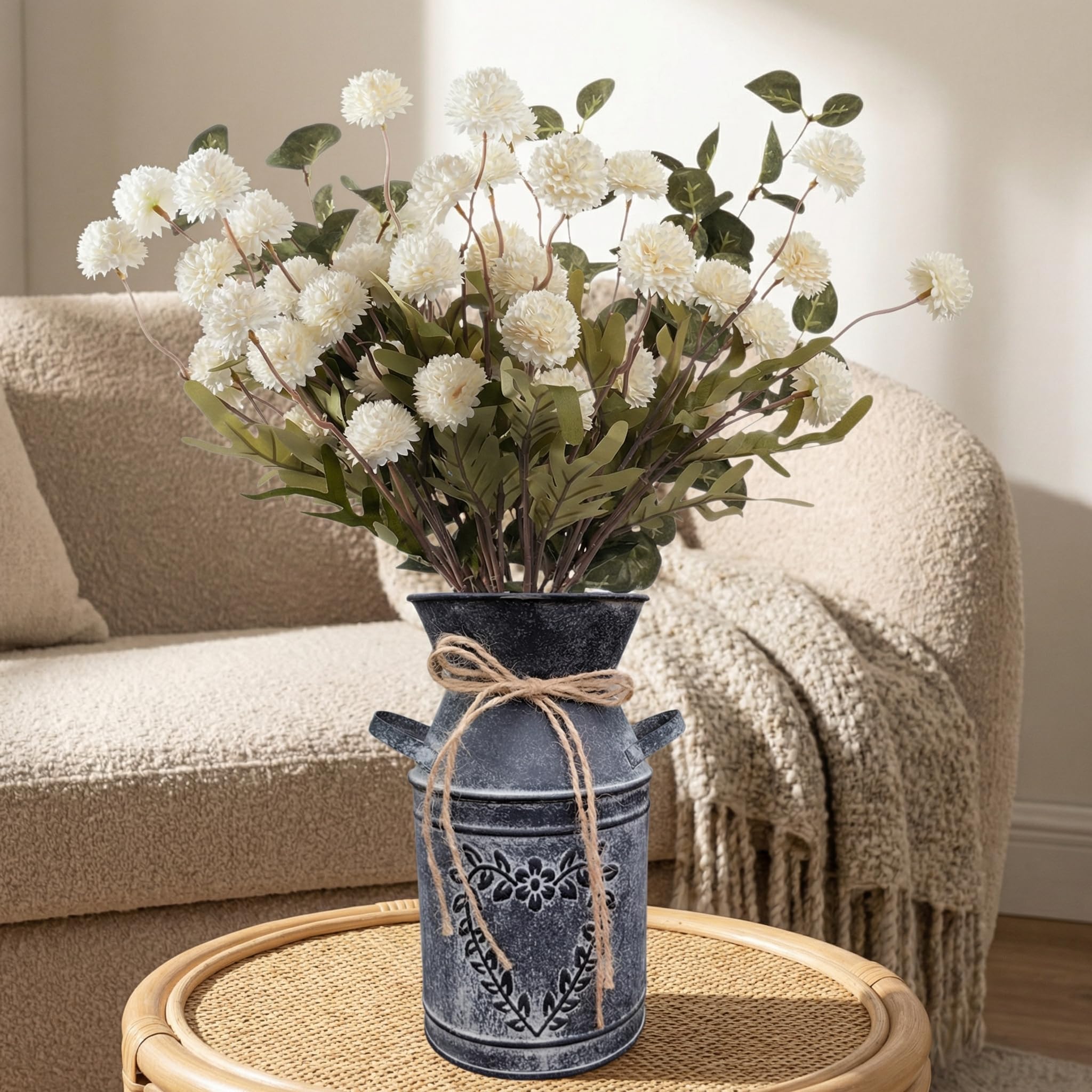 Blue & White Farmhouse Floral Centerpiece