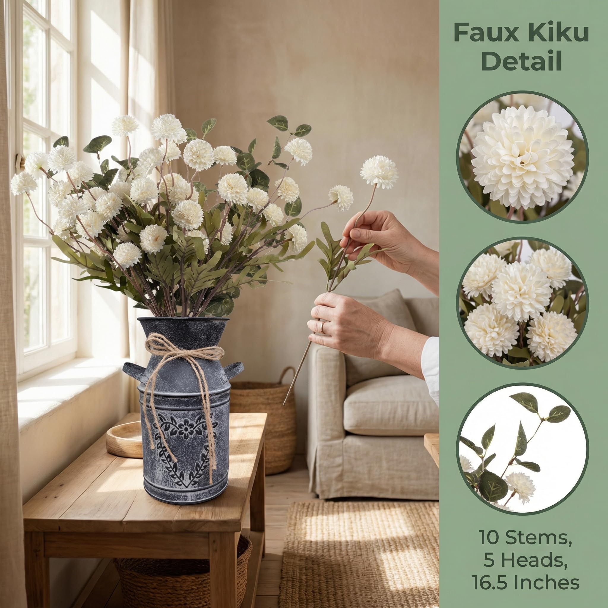 Blue & White Farmhouse Floral Centerpiece