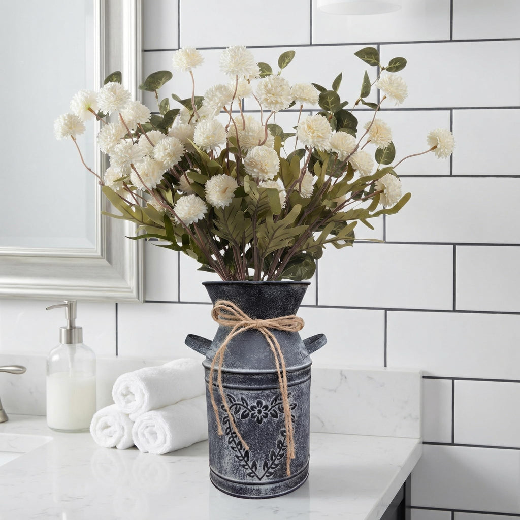 Blue & White Farmhouse Floral Centerpiece