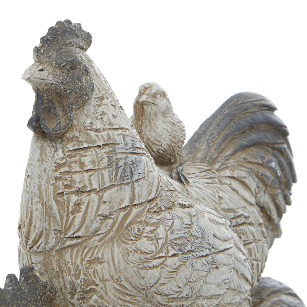 White Farmhouse Rooster Sculpture