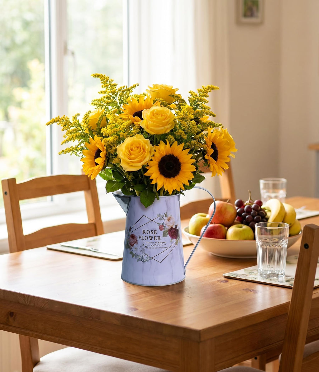 French Country Light Blue Rustic Jug Vase
