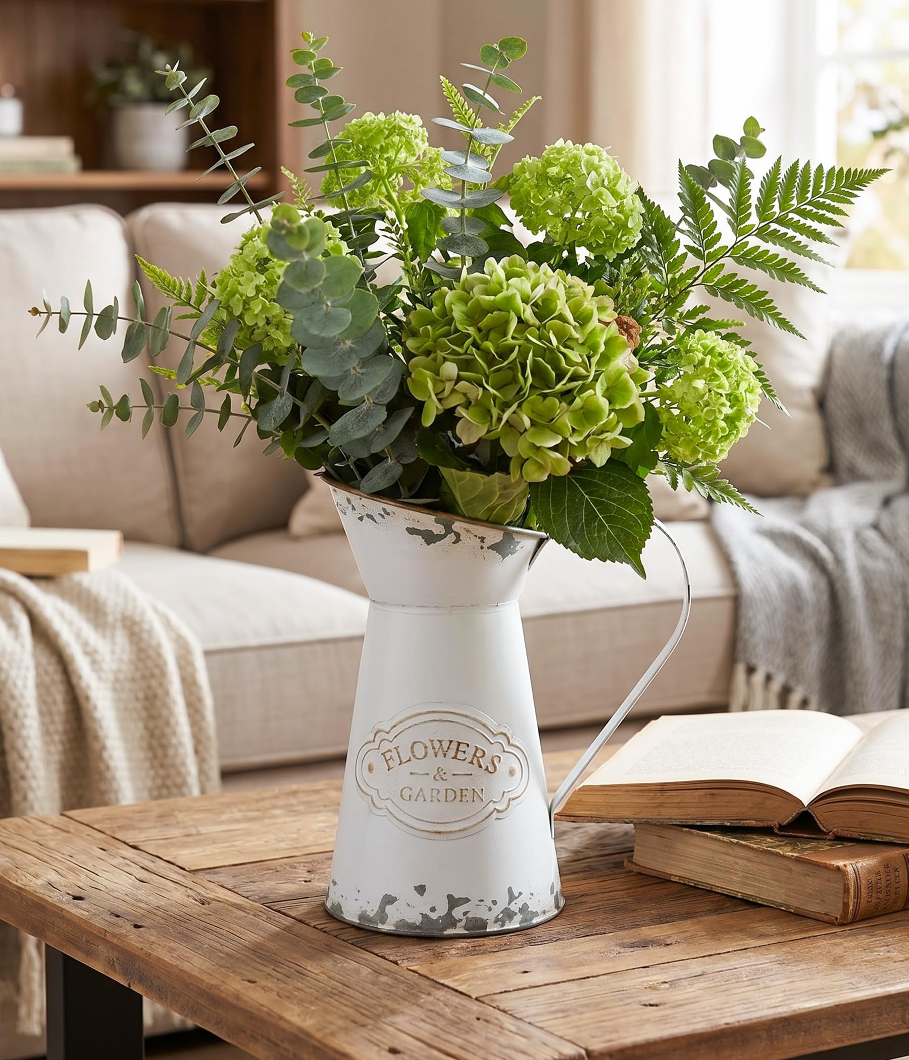 French Country Light Blue Rustic Jug Vase