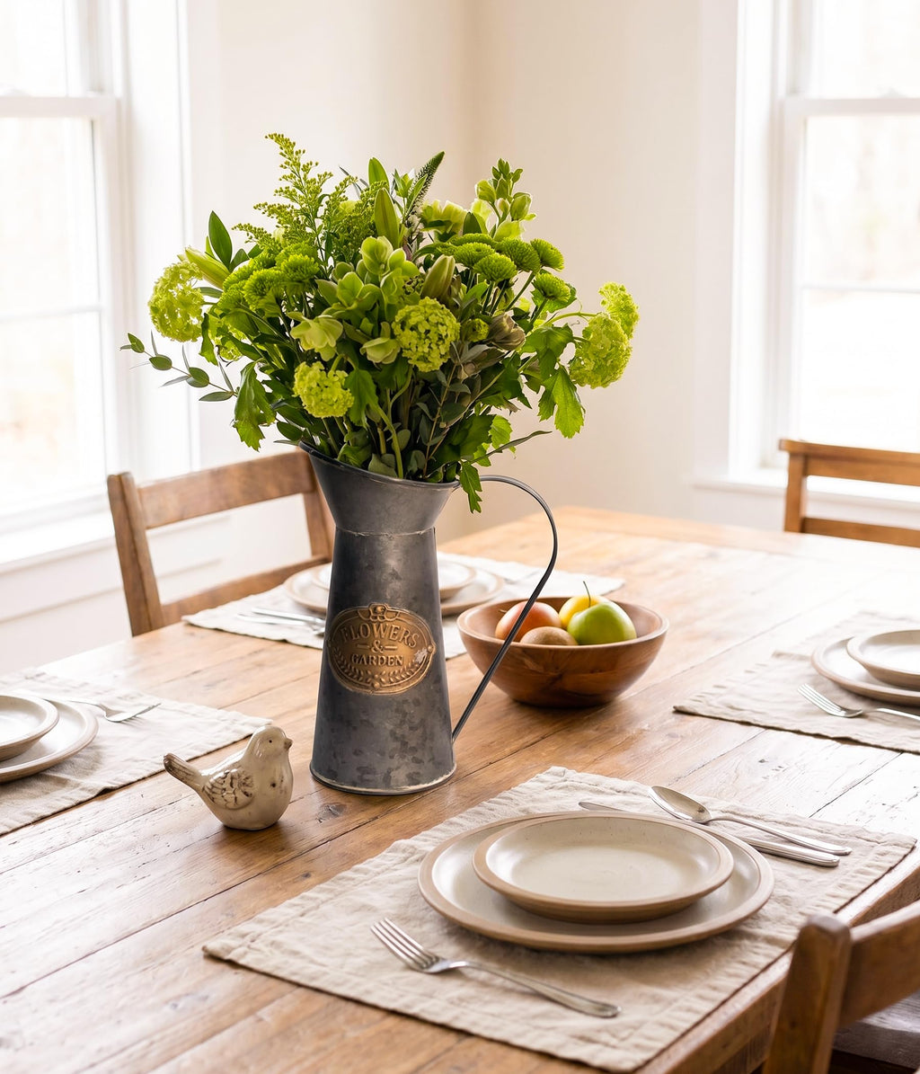 French Country Light Blue Rustic Jug Vase