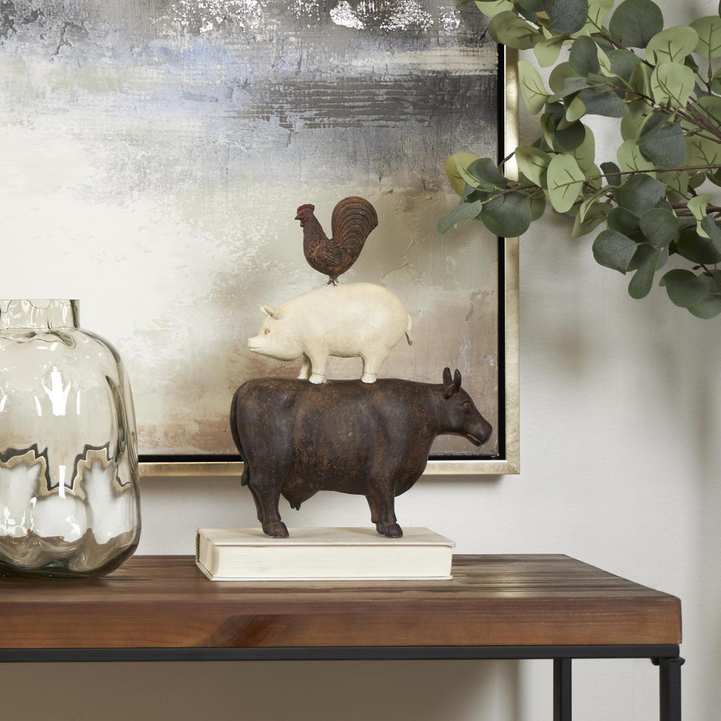 White Farmhouse Rooster Sculpture