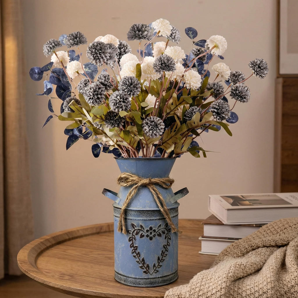 Blue & White Farmhouse Floral Centerpiece