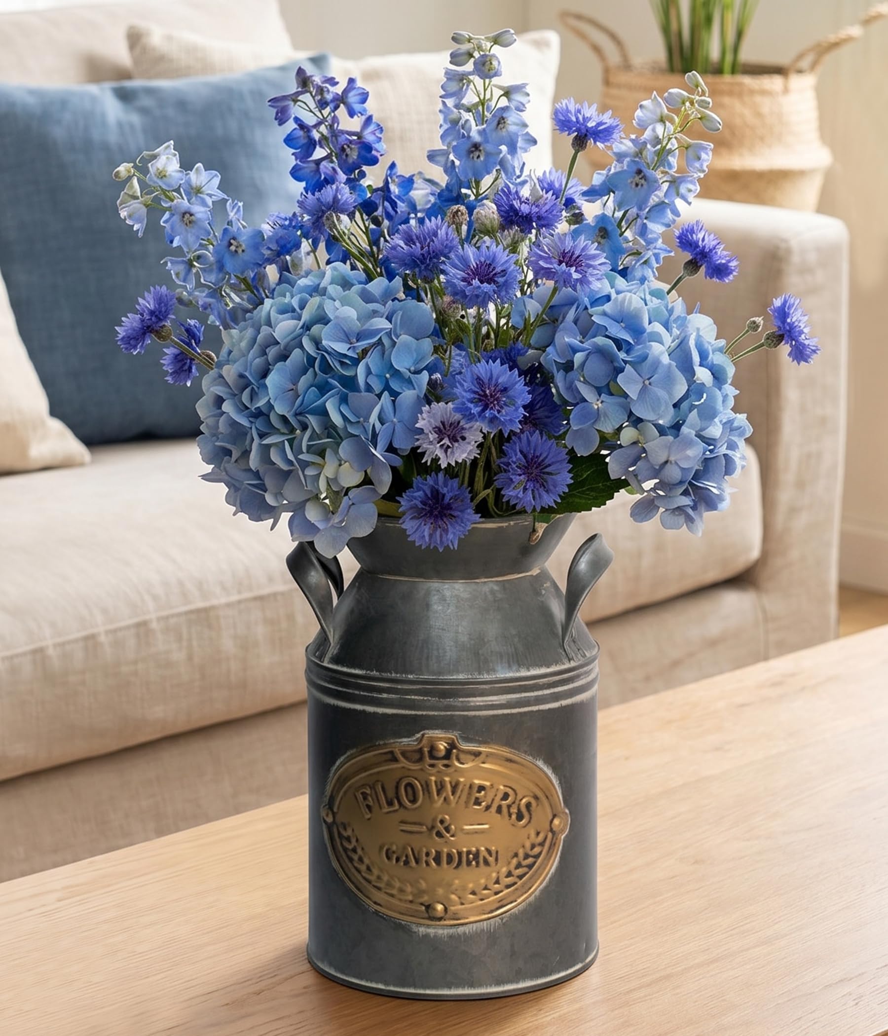 French Country Light Blue Rustic Jug Vase