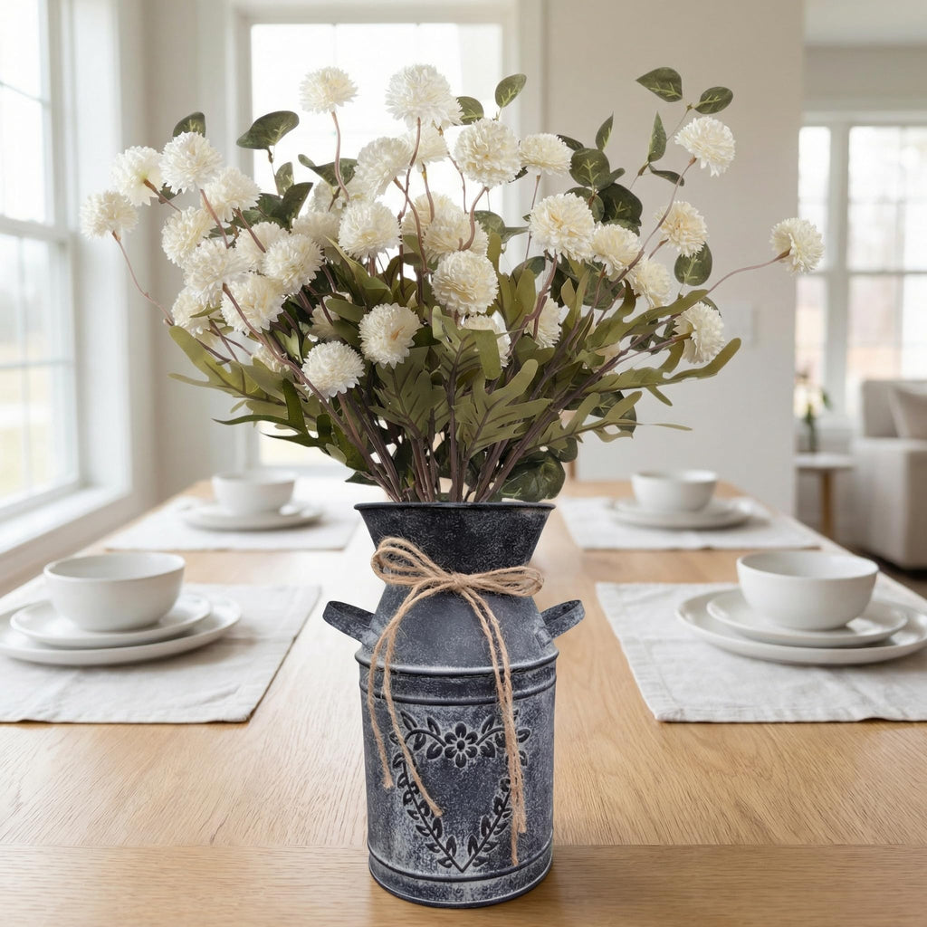 Blue & White Farmhouse Floral Centerpiece