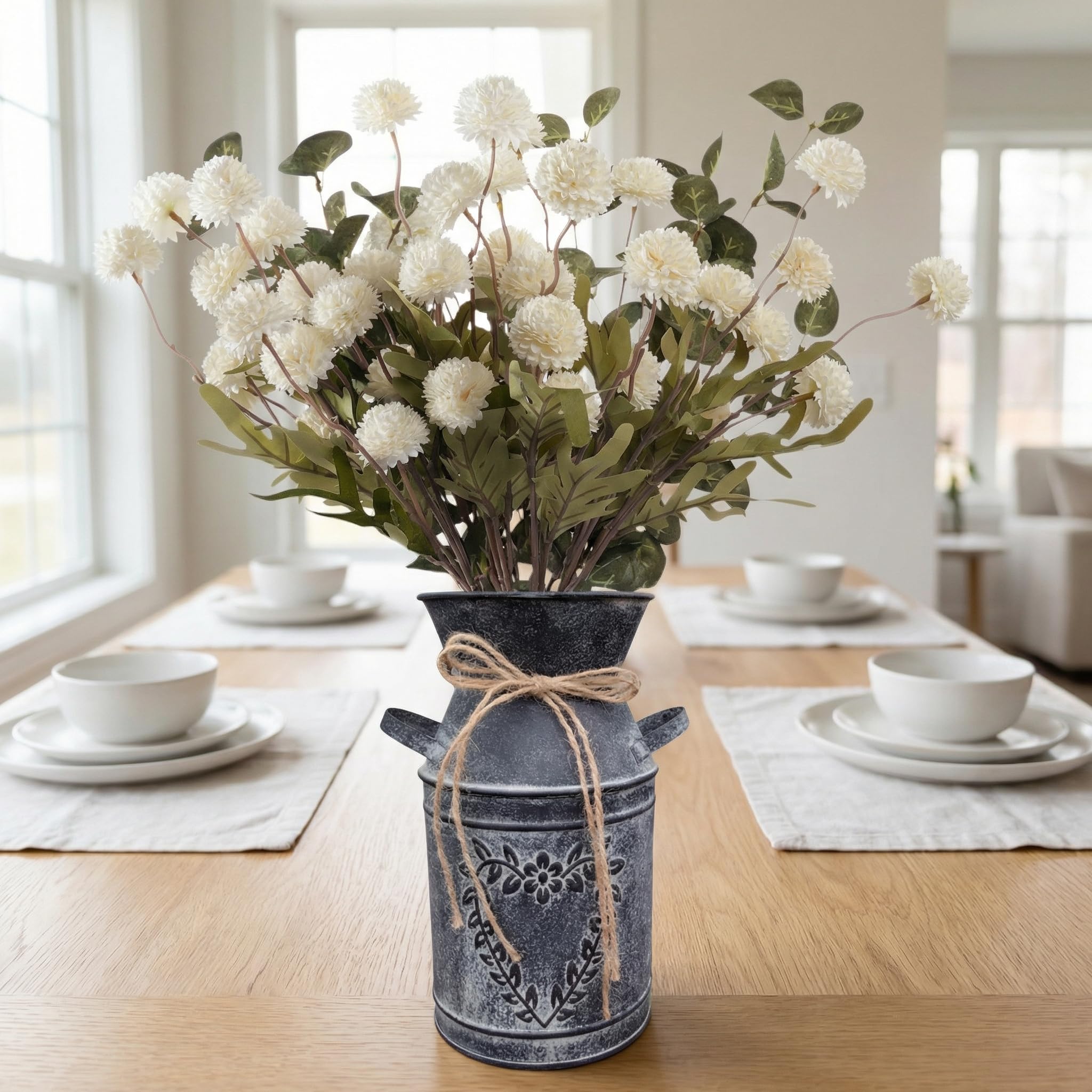 Blue & White Farmhouse Floral Centerpiece