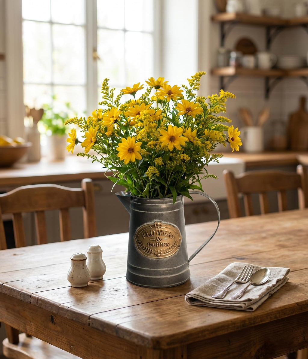French Country Light Blue Rustic Jug Vase