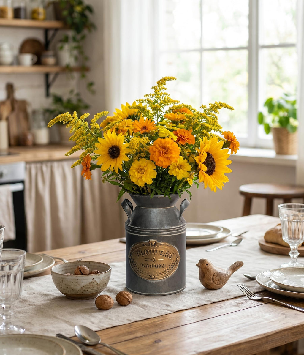French Country Light Blue Rustic Jug Vase