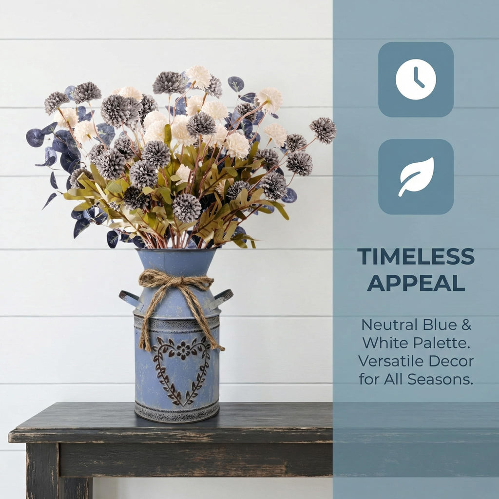 Blue & White Farmhouse Floral Centerpiece