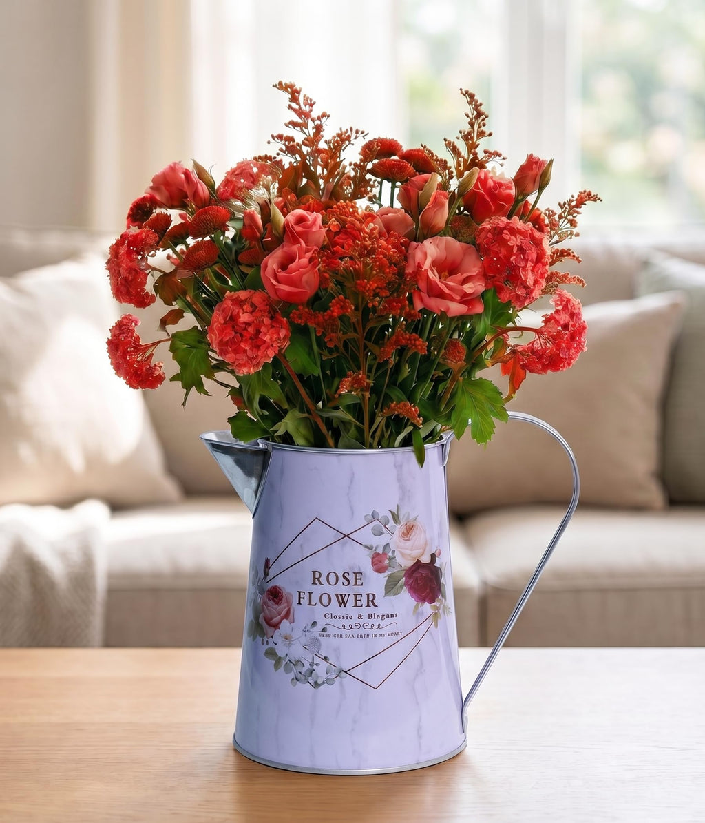 French Country Light Blue Rustic Jug Vase