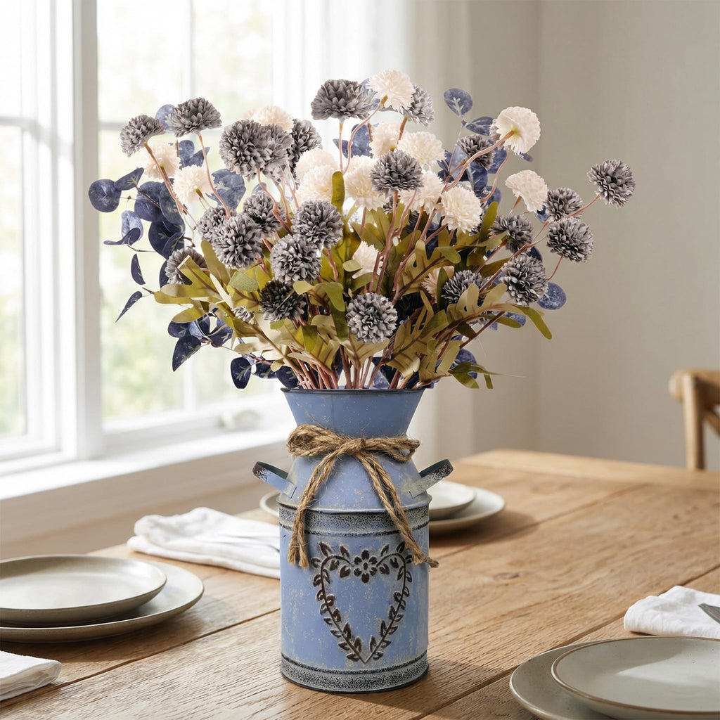Blue & White Farmhouse Floral Centerpiece