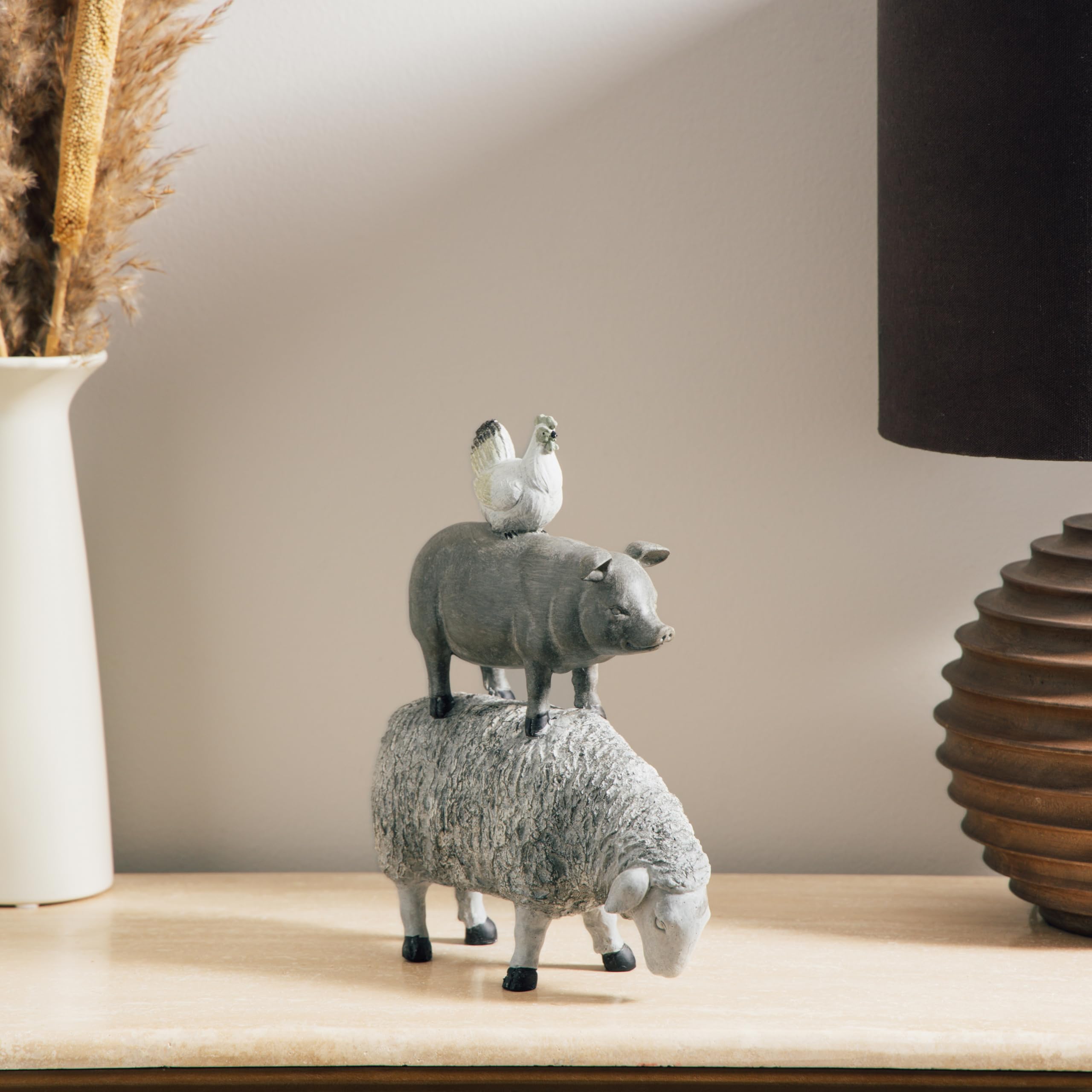 White Farmhouse Rooster Sculpture