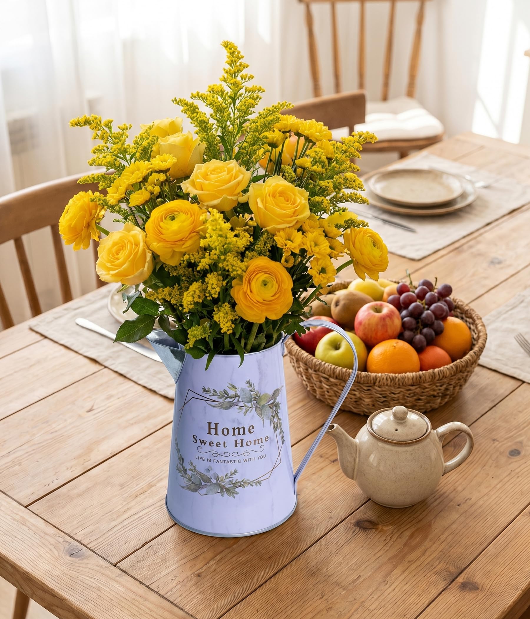 French Country Light Blue Rustic Jug Vase
