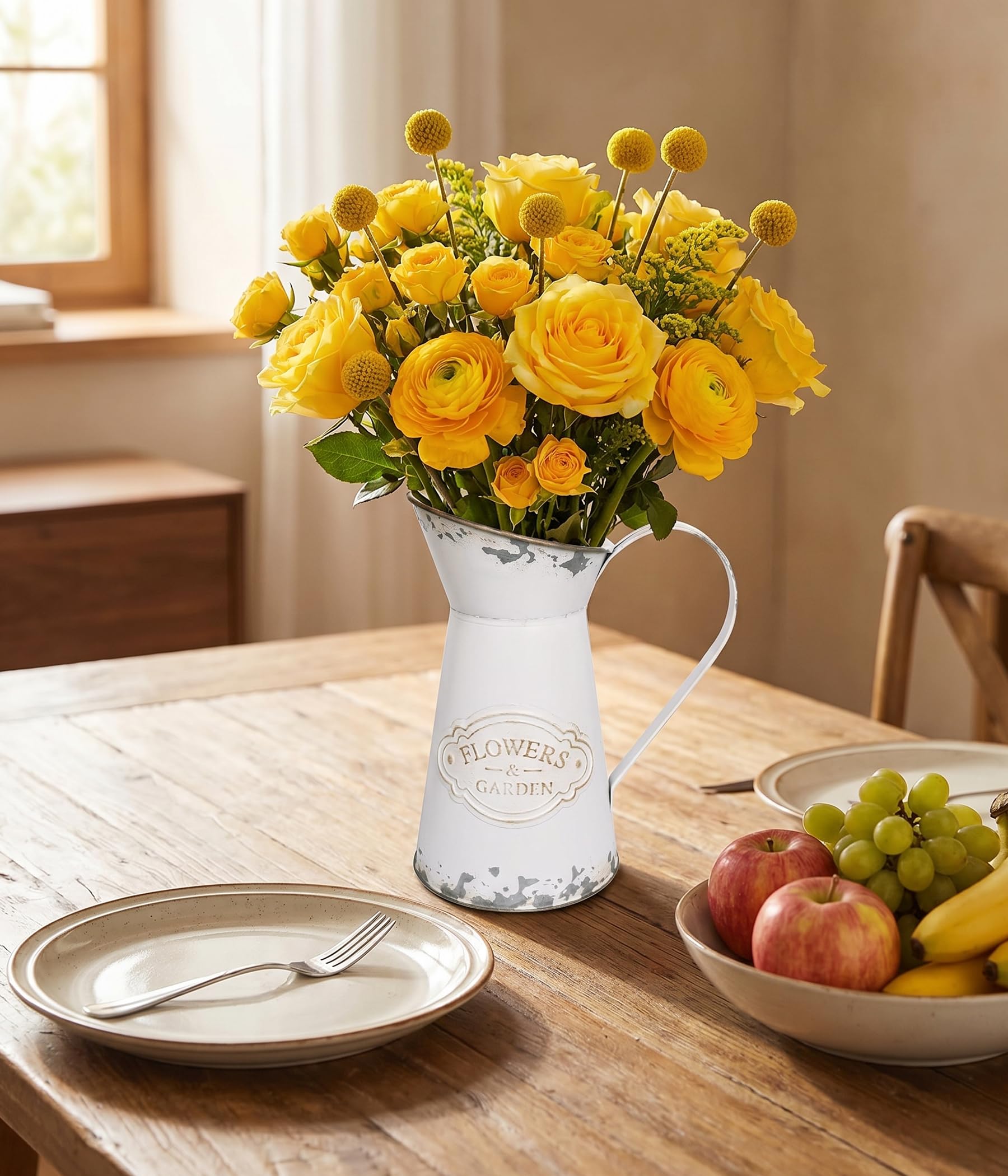 French Country Light Blue Rustic Jug Vase