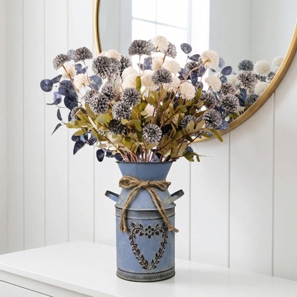 Blue & White Farmhouse Floral Centerpiece
