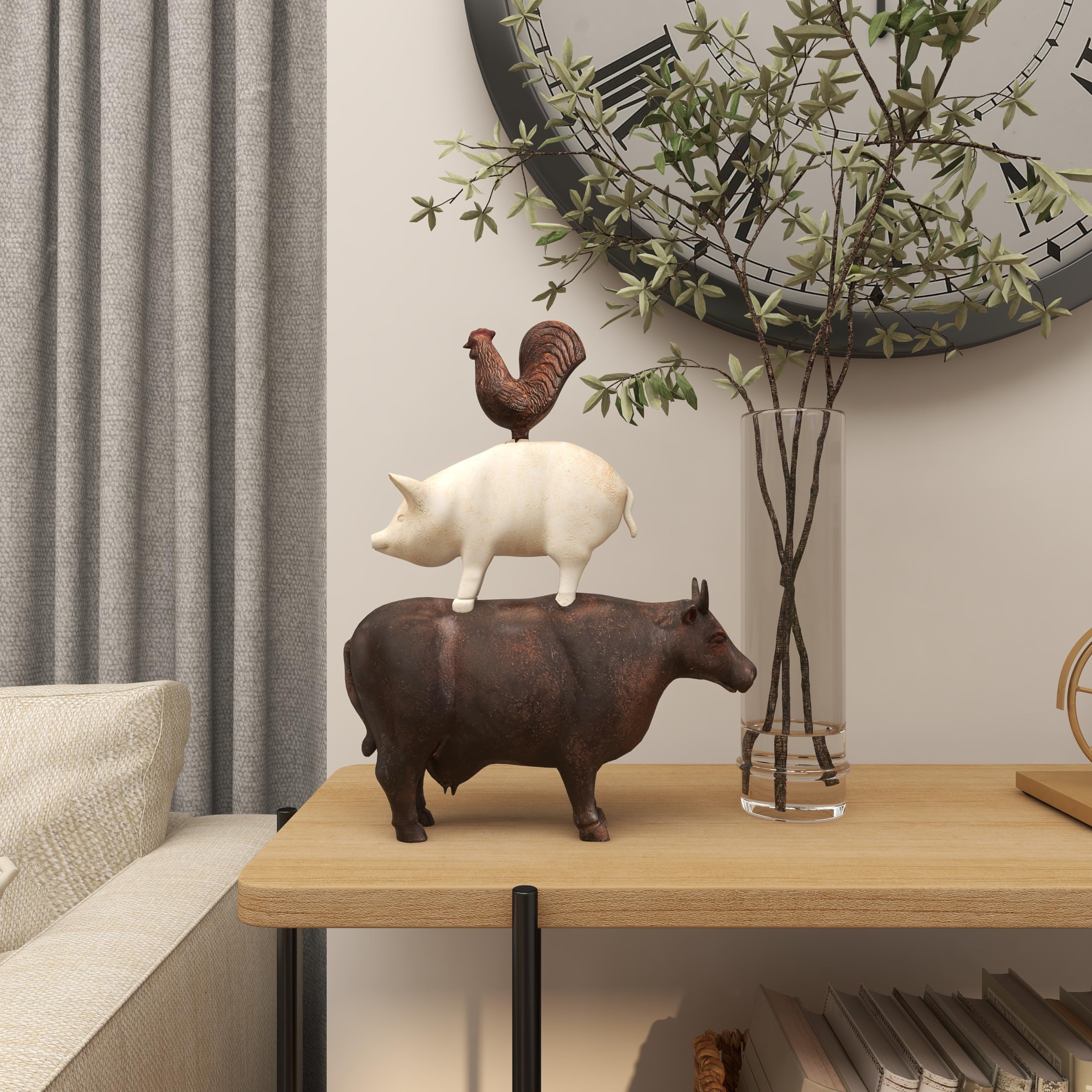 White Farmhouse Rooster Sculpture